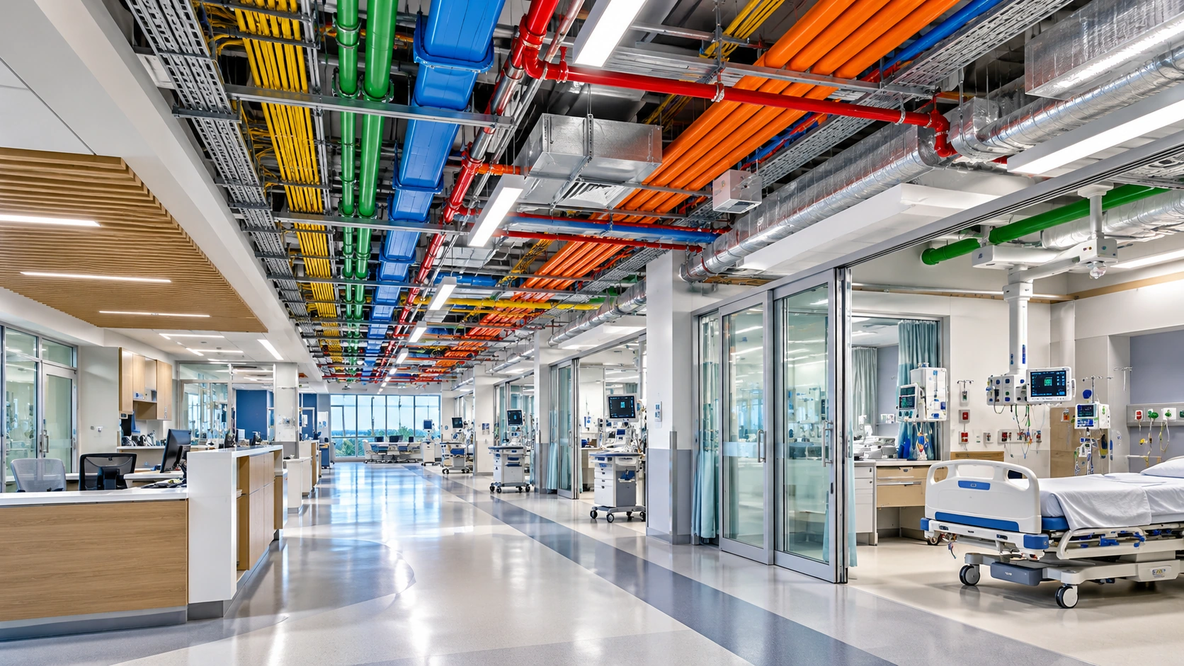 Healthcare facility with coordinated building services